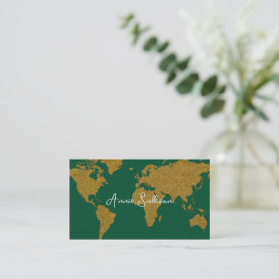 Visite Carte du monde Faux Gold Agent de voyage Emerald G