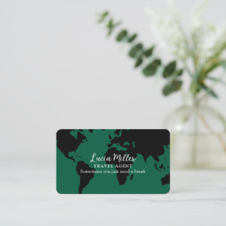Visite Carte du monde noir agence de voyage verte
