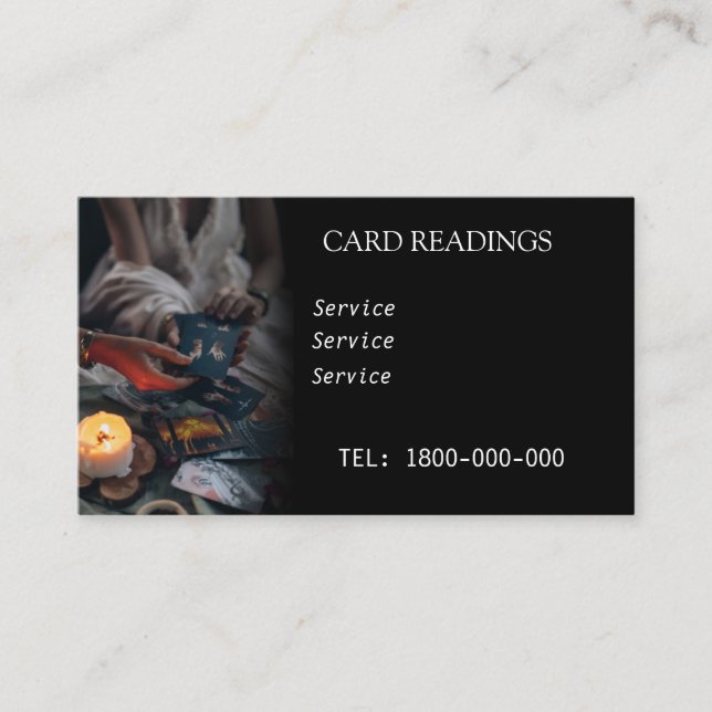 VISITE CARTE ÉDITABLE DE LECTURE DE TAROT (Devant)