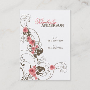 Visite Carte élégante de profil de Fleur de roses roses