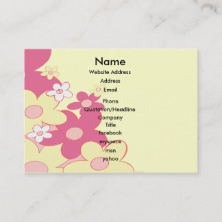 Visite Carte jaune rose de profil de contact de fleurs