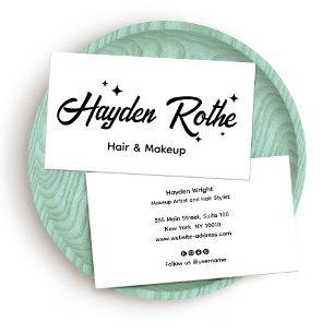Visite Carte maquillage et liste de coiffure blanche