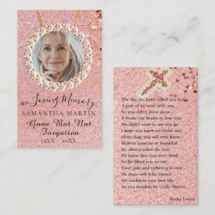 Visite Carte photo de prière funéraire rose Gold