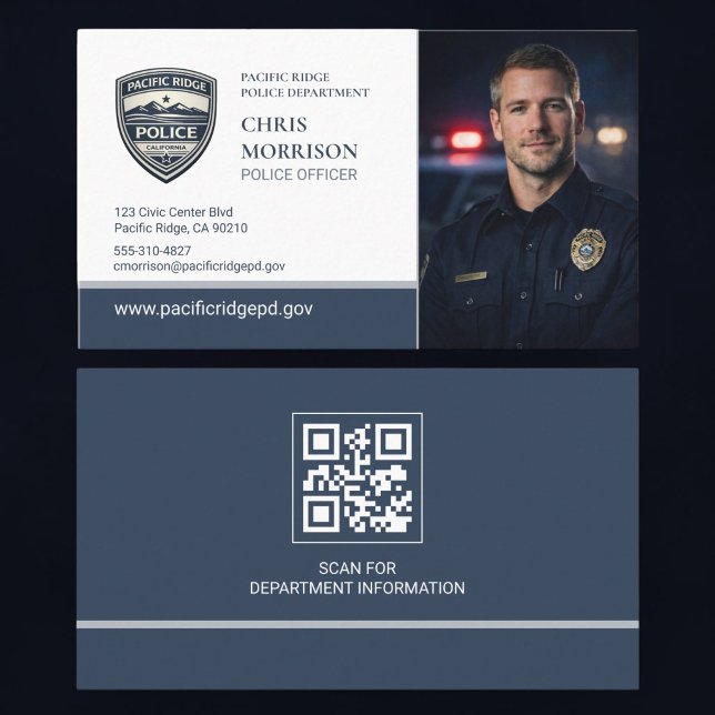 Visite Carte professionnelle de police avec code QR photo (Créateur téléchargé)