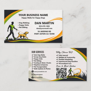 Visite Carte QR de promenade de chien professionnelle et