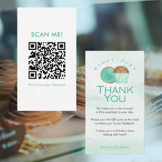 Visite Carte QR de révision aquarelle menthe pour douceur