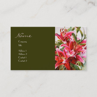 Visite Carte rose élégante de profil d'aquarelle de