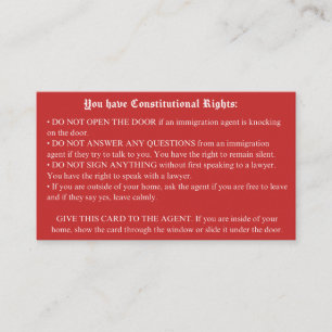 Visite Carte rouge anglaise - Carte de droits d'immigrati