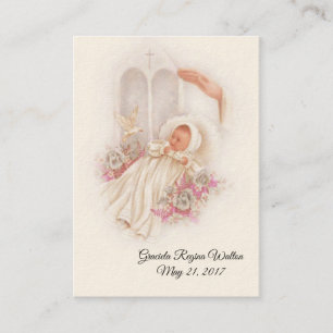 Visite Carte Sainte Commémorative de Baptême de Bébé Fill