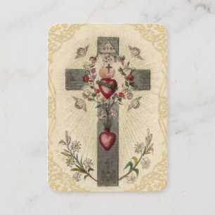 Visite Carte sainte de coeurs de fleurs sacrées croisée