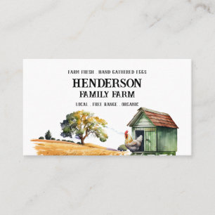 Visite Carte standard de ferme de poulets à l'aquarelle