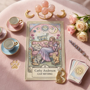 Visite Carte Tarot Chatter Mystique de Chat Sitter Kitty 