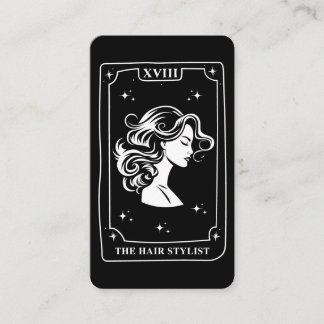 Visite Carte Tarot Mystique Styliste de cheveux noirs et 