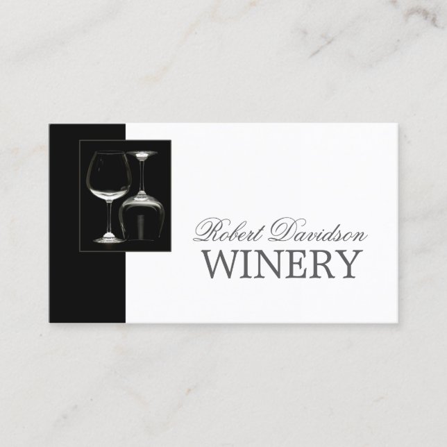 Visite Carte Verre Noir Fabricant de vin Sommelier (Devant)
