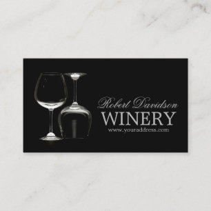 Visite Carte Verre Noir Fabricant de vin Sommelier