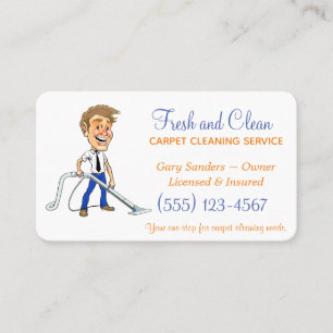 Visite Cartoon Guy Service de nettoyage de tapis Carte de