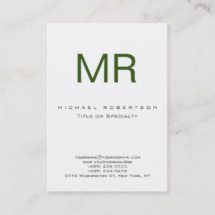 Visite Chubby Moderne Monogramme Blanc Vert Carte de visi