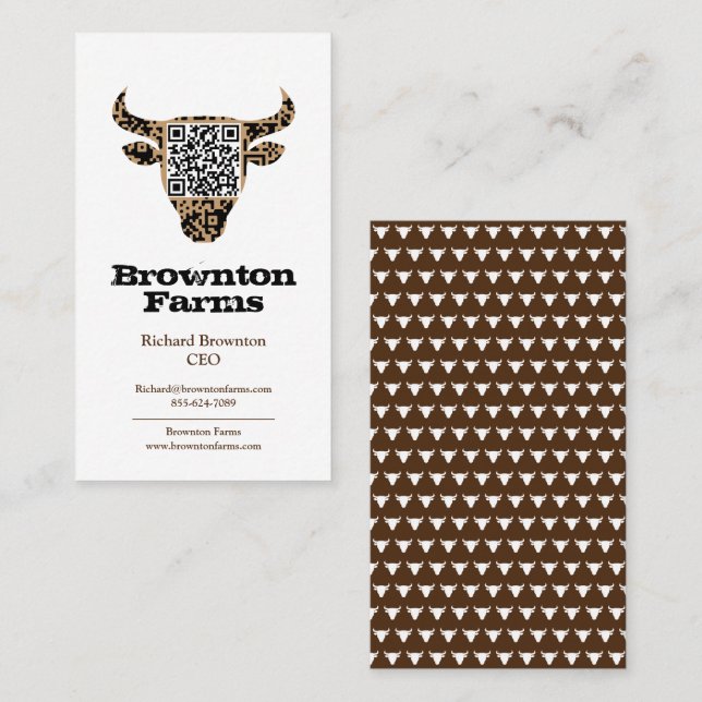 Visite Code QR de la ferme cowboy occidentale Carte de vi (Devant / Derrière)