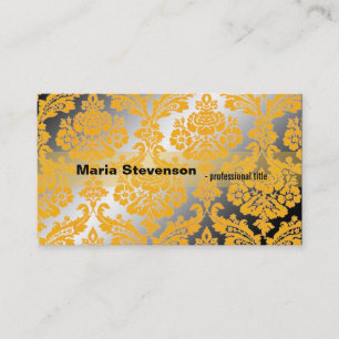 Visite Cool, élégant jaune damassé brillant carte de visi