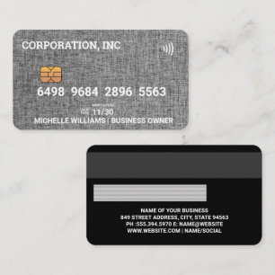 Visite Crédit   Carte de débit   Tissu gris