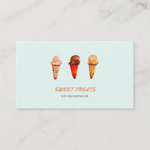 Visite Cute rétro Ice Cream cône aquarelle Carte de vis