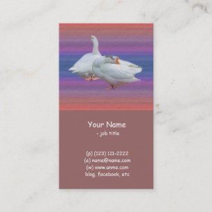 Visite deux oies blanches sur fond fantaisie carte de vis