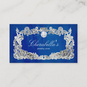 Visite Diamants argentés bleus floraux de carte de visit