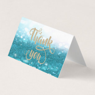 Visite Élégant Carte de remerciements de Bokeh de la Glit
