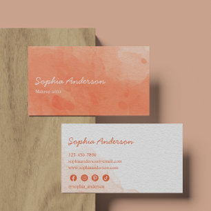 Visite Elégant corail aquarelle minimaliste Carte de visi