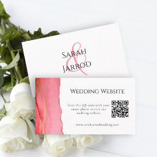 Visite Elegant Coral rose QR Mariage Carte de site Web