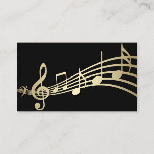 Visite Elégant Gold Music Notes sur Black  Carte de visi