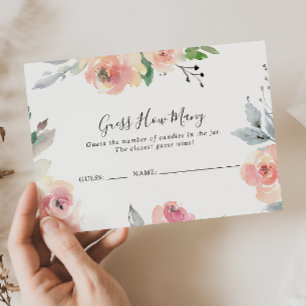 Visite Elégant rose Blush Floral Devinez Combien De Carte