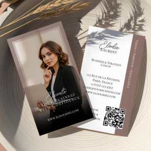 Visite Élégante Carte de Consultant avec Code QR Photo Mi