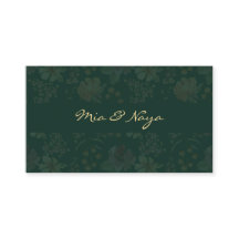 Élégante carte de luxe vert foncé floral écriture