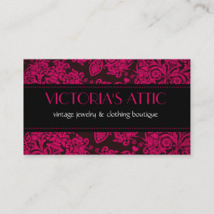 Visite Elégante carte de profil baroque Fushia & Black