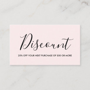 Visite Elégante carte de réduction minimaliste rose et no