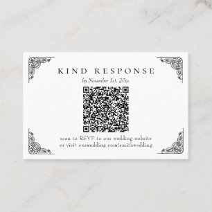 Visite Élégante carte RSVP de mariage QR classique