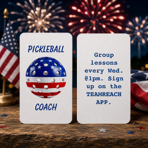 Visite Entraîneur de Pickleball Patriotique Carte de Visi