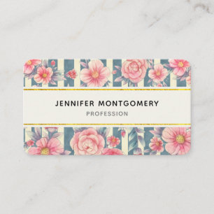 Visite Fleurs d'aquarelle rose sur les bandes Carte de vi