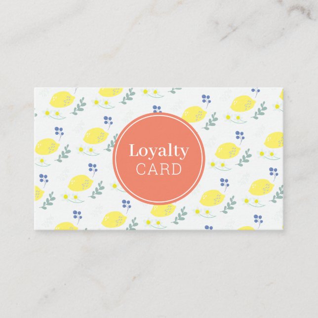 Visite Floral Citron Motif Cute Carte de fidélité jaune (Devant)