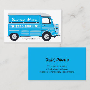Visite Food Truck Street Van Catering Blue Carte de visit