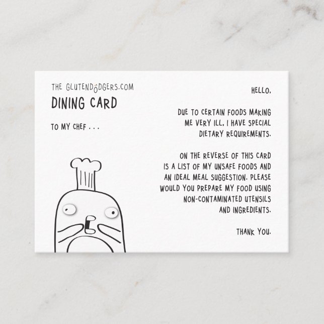 Visite La carte dinante de Dodger de gluten (Devant)