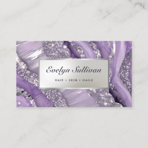 Visite lavande et argent parties scintillant carte de vis