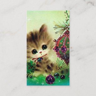Visite Le rétro chat vintage de Noël ajoutent la carte