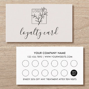 Visite Logo Carte de Fidélité Moderne 10 Emplacements Bla