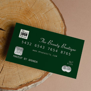 Visite Logo Chic Forest Green Silver Luxe Carte de crédi