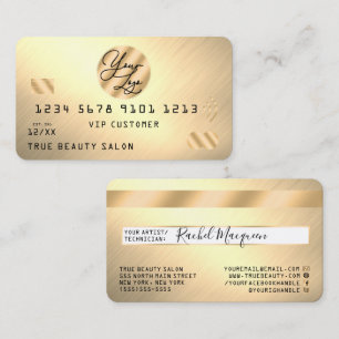 Visite Logo de carte de crédit en métal or léger élégant