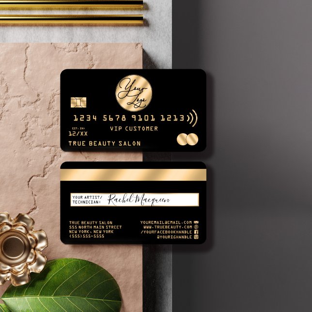 Visite Logo de la carte de crédit moderne Gold Black (Créateur téléchargé)