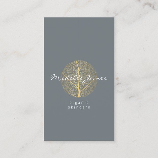 Visite Logo Elegant Gold Leaf sur Slate II Carte de visit (Devant)