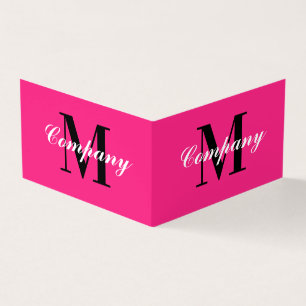 Visite Logo monogramme rose néon plié imprimé carte de vi